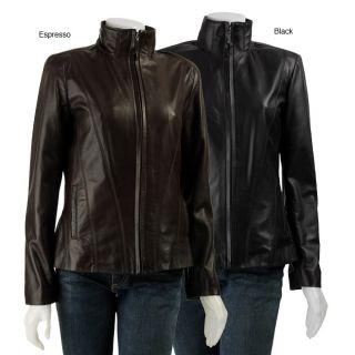 Cole Haan Womens Multi stitch Lamb Leather Jacket