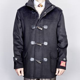 Mantoni Mens Black Wool/ Cashmere Blend Toggle Coat