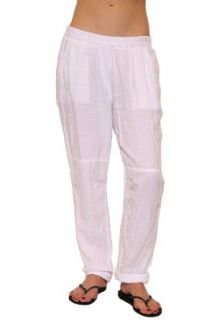 Womens Graham & Spencer Woven Linen Pant in White Size M