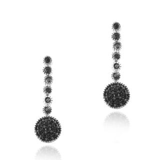 DB Designs Sterling Silver Black Diamond Accent Circle Drop Dangle