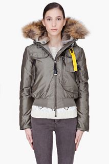 Parajumpers Olive Grey Raccoon Fur Hood Gobi Jacket for women