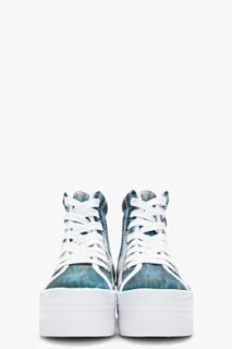 Jeffrey Campbell Blue Homg Wolf Print Platform Sneakers for women