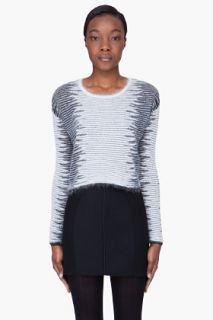 Alexander Wang Cropped Grey Metallic Angora Sweater for women