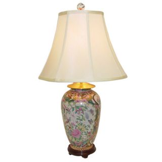 Rose Medallion Round Vase Porcelain Table Lamp