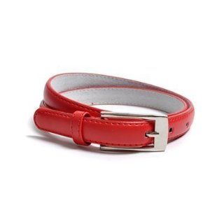 Solid Color Leather Adjustable Skinny Belt with