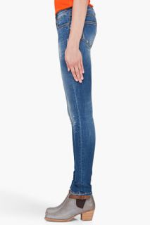 R13 Skinny Blue Paint Marked Jeans for women