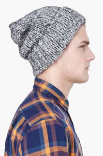 CARVEN Black Mottled Merino Wool Knit Hat for men