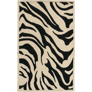 Hand tufted Black/White Zebra Animal Print New Zealand Wool Rug (9 x