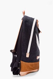 Master piece Co Charcoal Wool And Leather Sail Backpack for men