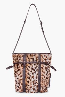 Barbara Bui Leopard Print Rabbit Fur Bucket Bag for women