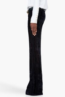 Balmain Black Embroidered Wide Leg Pants for women