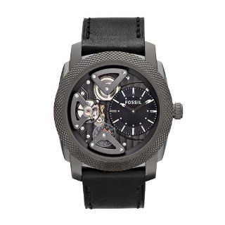 Fossil Machine Twist Leather Watch Grey Watches