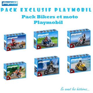 Pack Exclusif PLaymobil Bickers et moto   Chopper+ Moto Argentée