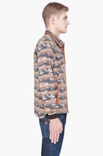 White Mountaineering Brown Corduroy trimmed Camo Jacket for men