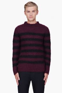 Junya Watanabe Burgundy Striped Mohair Sweater for men