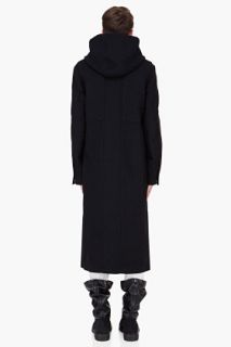 Ann Demeulemeester Long Black Hooded Crow Coat for men