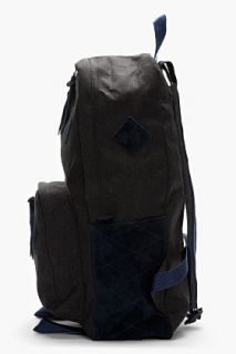 White Mountaineering Heather Black Suede trimmed Water Repelling Backpack for men
