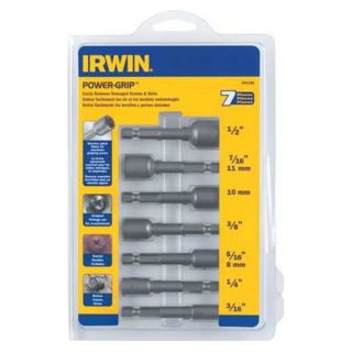 Irwin Hanson 394100 Bolt Extractor Set, 3/16 to1/2, 10mm, 7 Pc