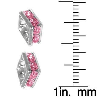 Beadaholique Silver Plated Squaredelle Beads Rose Pink Crystal 8mm
