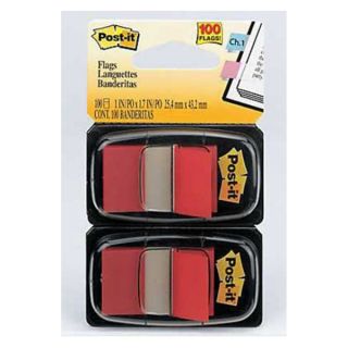 Post IT 680 RD2 Sticky Flags, 1 x 1 3/4 In., Red, PK2