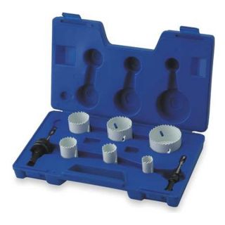 Westward 1VXK2 Hole Saw Kit, Bimetal, 7/8 To 2.5 In, 8 Pc