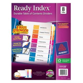 Avery 11133 Index Tab Set, Numbered, 8 Tabs, Multicolor