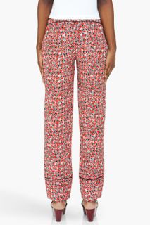 Marni Edition Red Printed Crepe Silk Trousers for women