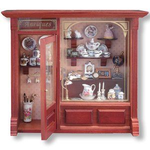Antique Shop Display w Dollhouse Miniatures Room Box By