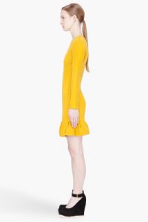 CARVEN Mustard Yellow Mannel Peplum Dress for women