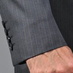 Bertolini Mens Charcoal Grey Pinstripe Wool  and Silk blend 3 button