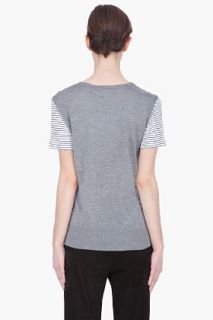 T By Alexander Wang White Combo Striped Knit back T shirt for women