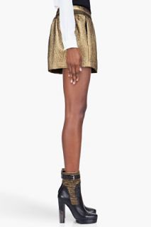 Diane Von Furstenberg Metallic Gold Wool Addie Jacquard Skirt for women