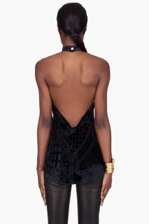 Balmain Black Embroidered Halter Top for women