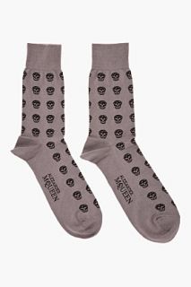 Alexander McQueen Grey Short Skull Socks for men