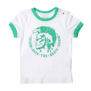 DIESEL T Shirt Tacody Bébé Blanc et vert   Achat / Vente T SHIRT