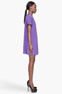 3.1 Phillip Lim Violet Purple Pleated Shoulder Silk T shirt Dress for women