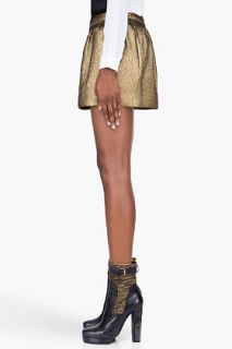Diane Von Furstenberg Metallic Gold Wool Addie Jacquard Skirt for women