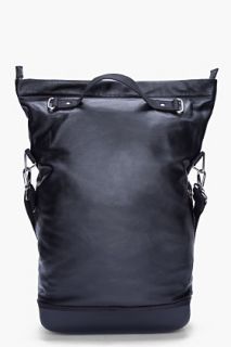 KRISVANASSCHE Black Leather Shopper Bucket Bag for men