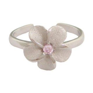 Hawaiian Jewelry Sterling Silver Plumeria Flower Pink CZ