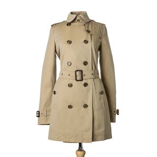 Burberry Prorsum Womens Honey Cotton Belted Trench Coat