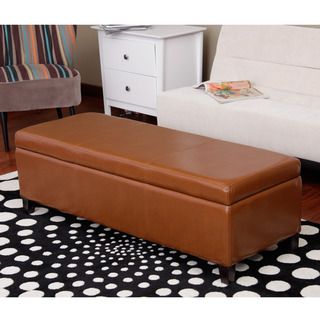Warehouse of Tiffany Sharon Faux Leather Storage Bench in Toffee