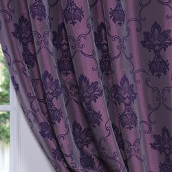 Flocked Fiori Dahlia Faux Silk 120 inch Curtain Panel