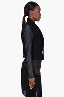 Damir Doma Black Alpaca Leather Sleeve Jacket for women