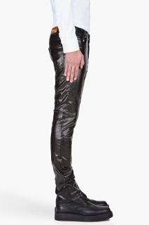 Mugler Black Faux Leather Pants for men