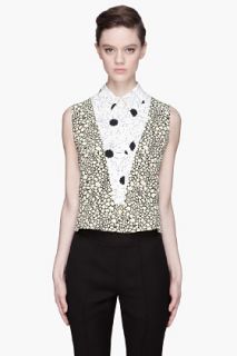 Marni Yellow And White Printed Silk Tank Top for women