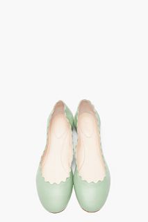 Chloe Mint Green Hand finished Scalloped Ballerina Flats for women