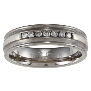 Mens Titanium and Silver Channel 1/4ct TDW Diamond Ring (H I, I3