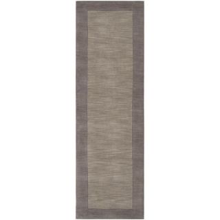 Hand crafted Grey Tone On Tone Bordered Lavender Wool Rug (26 x 8