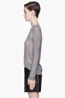 T By Alexander Wang Heather Grey Modal cashmere Ribbed T shirt for women