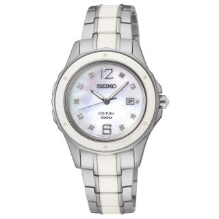 Seiko Womens Coutura Mother of Pearl Two tone Watch Today $174.99